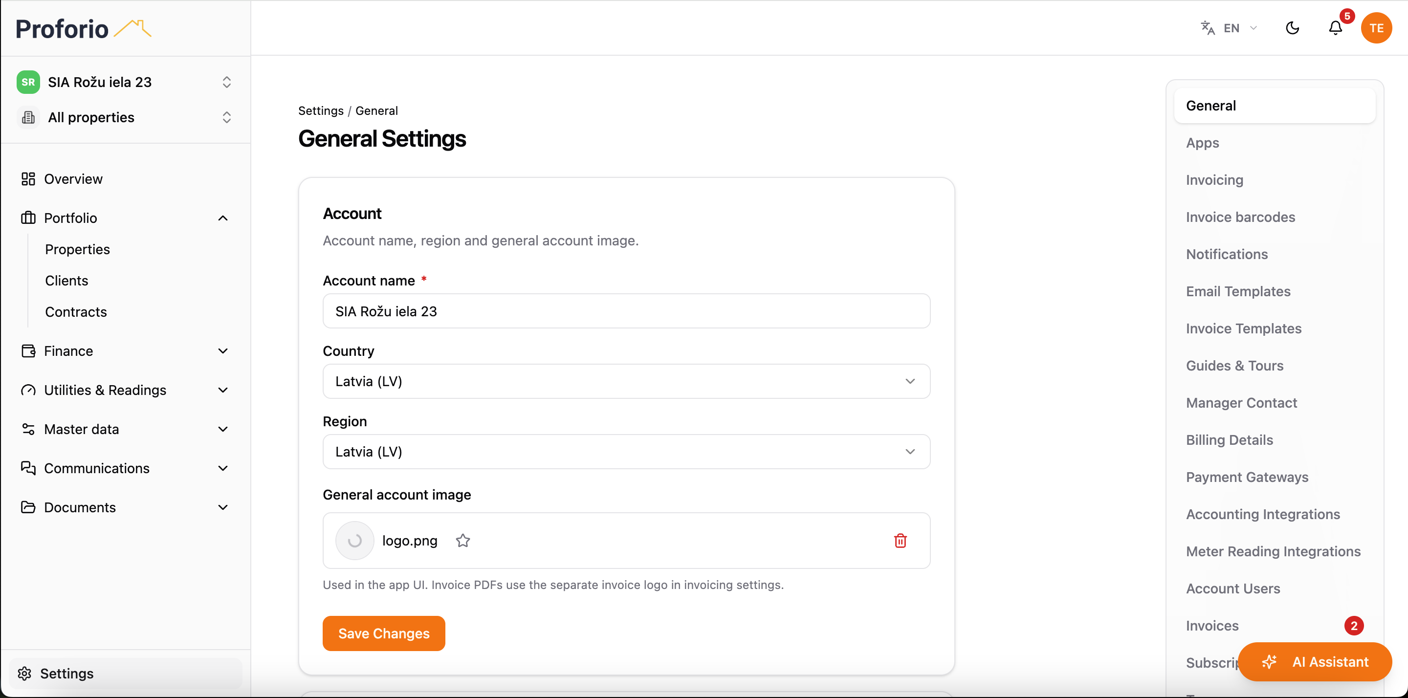 screenshot account settings title
