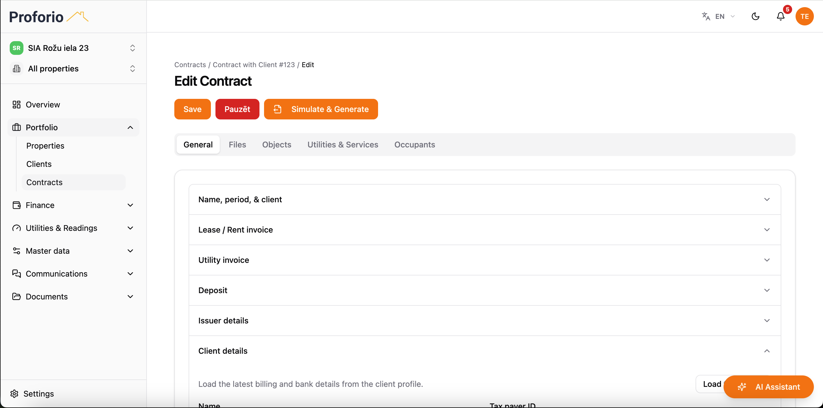 screenshot contract setup title